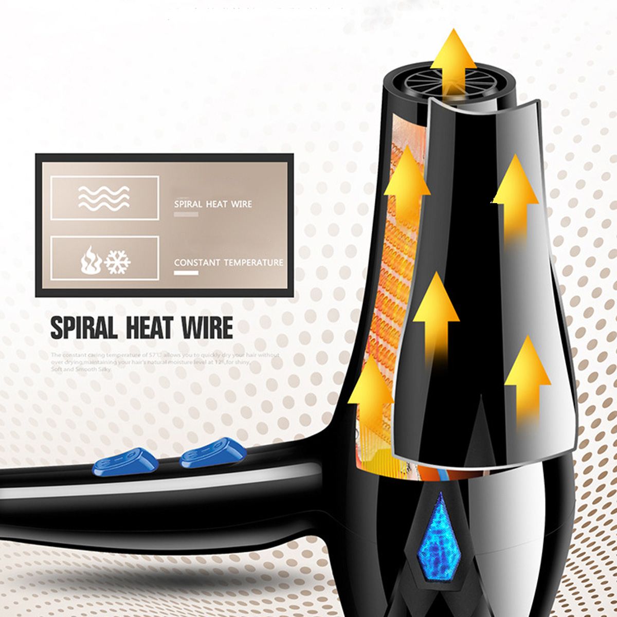 2200W Strong Power Hair Dryer for Hairdressing Barber Salon Tools Blow Dryer Low Hairdryer Hair Dryer Fan 220V