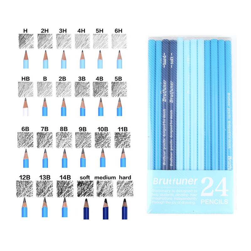 Sketch Pencil Set Sketching Drawing Kit Wood Pencil Pencil Bags For School Students Art Supplies