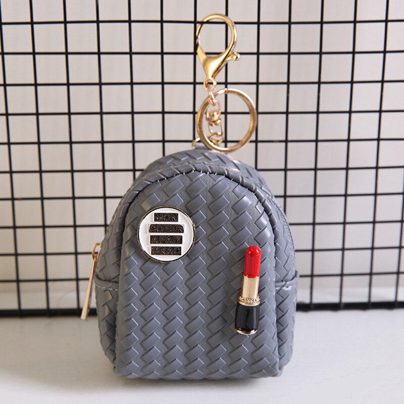 Riezman Mode Vrouwen Meisjes Mini Lipstick Portemonnee Multifunctionele Lederen Portemonnee Hand Pouch Purse Sleutelhanger Zak Kleine Portemonnees: Gray