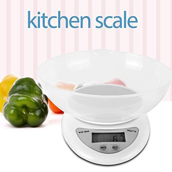 Digitale Küche Lebensmittel Waage 11LB/5kg mit Abnehmbarer Schüssel BDF99