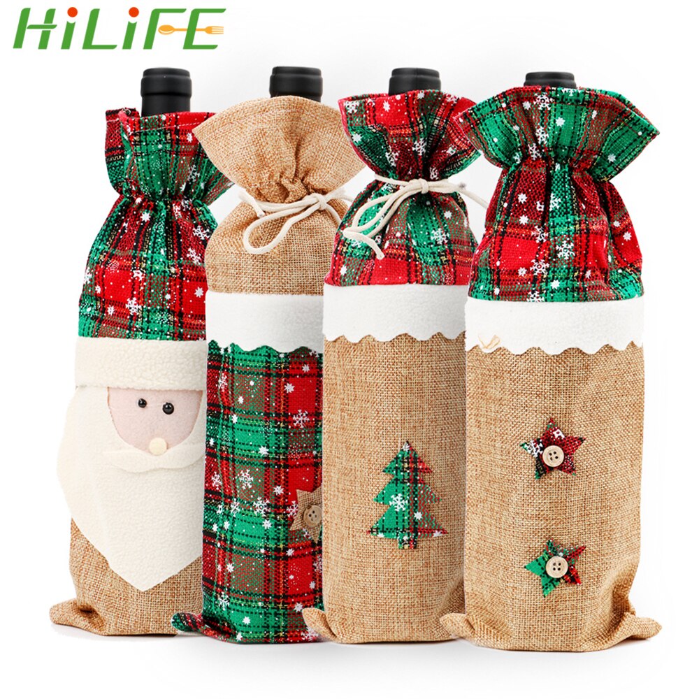 Julemanden rudolf juletræsflaske tøj vinflaske taskeovertræk til hjemmet xmas spisestue dekoration juledekoration
