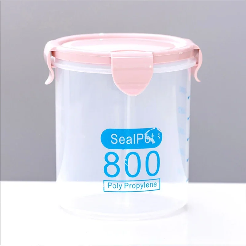 Botes de almacenamiento de alimentos de cocina con escala, organizador multigrano, tarro sellado, lata de plástico a prueba de humedad, tanque de almacenamiento hermético: Multicolor