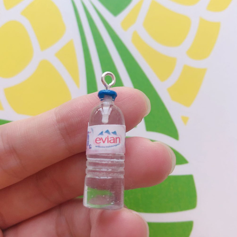 Cute 10pcs/pack Water Bottle Resin Charms Pendant Earring Keychain DIY Jewelry Accessories: evian