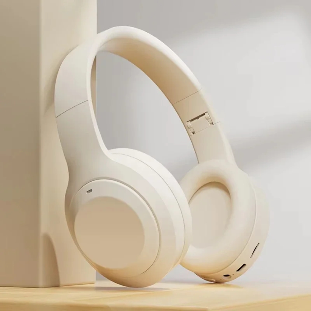 Original Bluetooth Earphones Over-ear Foldable Computer Wireless Headphones Noise Cancellation HIFI Stereo Gaming Headset: WHITE