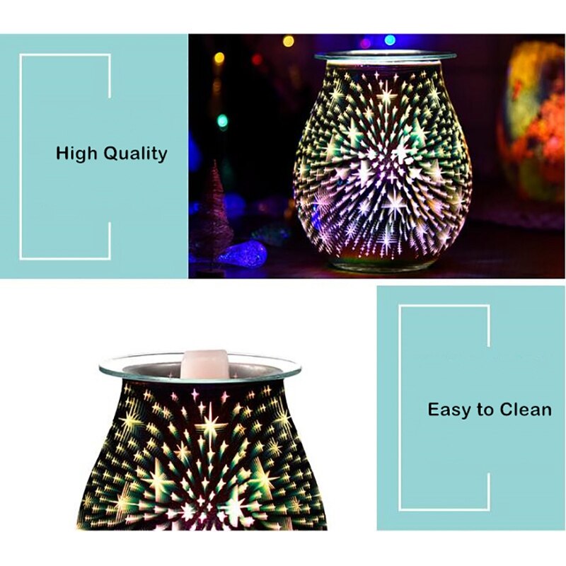 3D Firework Star Glass Electric Wax Melts Warmer Candle Wax Burner Tart Warmer Frangrance Oil Warmer