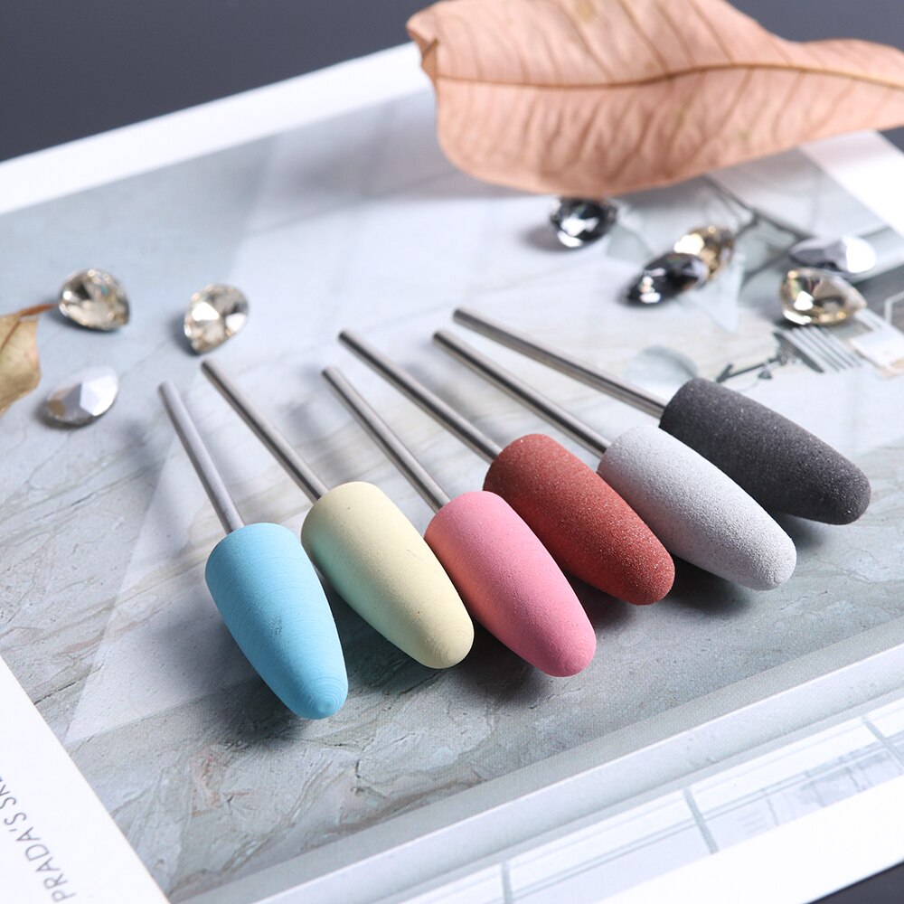 6 Type Rubber Silicon Grit Slijpen Nail Boor Buffer Frezen Burr Cutter Polijstmachine Manicure Elektrische Nail Cleaning Tool CHGJ