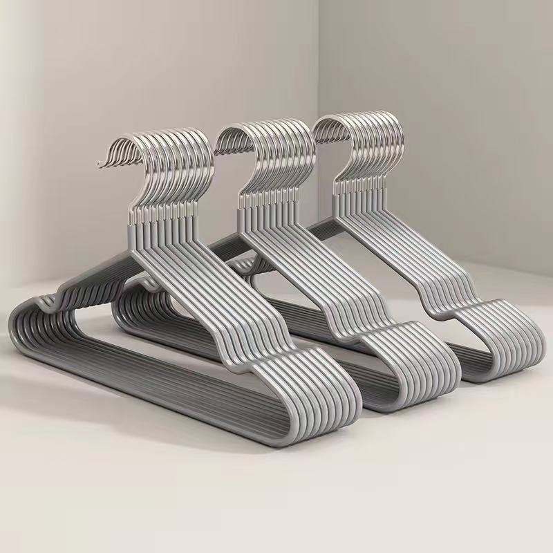 10 Stück rutschfeste KleiderbüGel-Garderobe, nicht abfärbende Kleidung für Höhle Heimgebrauch, rutschfeste Trocknung, Metall, dicke Aufbewahrung, Schlafzimmer, Kleiderschränke: XL / Licht Grau