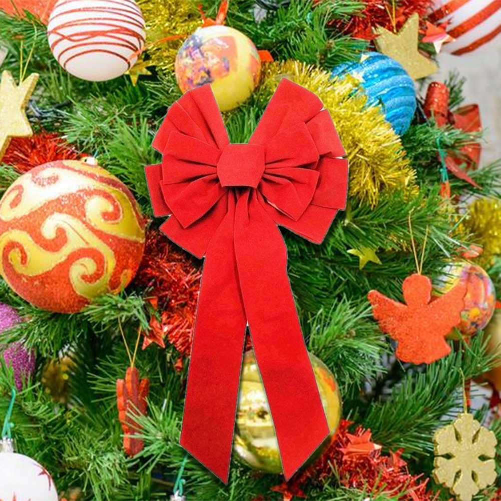 6 stk rød stor julesløyfekrans juletrepynt sløyfe til festivalårsfestpynt