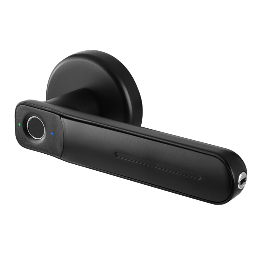 With Keys Hardware Biometric Zinc Alloy Home Office Family Keyless Entry Apartment Fingerprint Door Lock Electric Smart Handle: Black