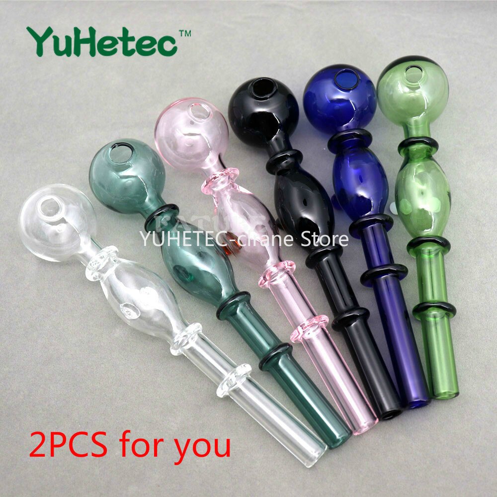 YUHETEC 2PCS Holland Styled Pyrex Curved Shisha Glass tube 140mm