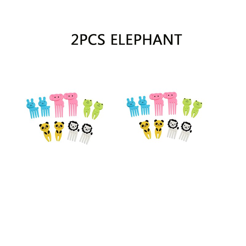 10pcs/pack Cute Animal Farm Fruit Fork Bento Lunches Toothpick Mini Snack Dessert Food Fork for Children Lunches Party Decor: 20pcs elephant