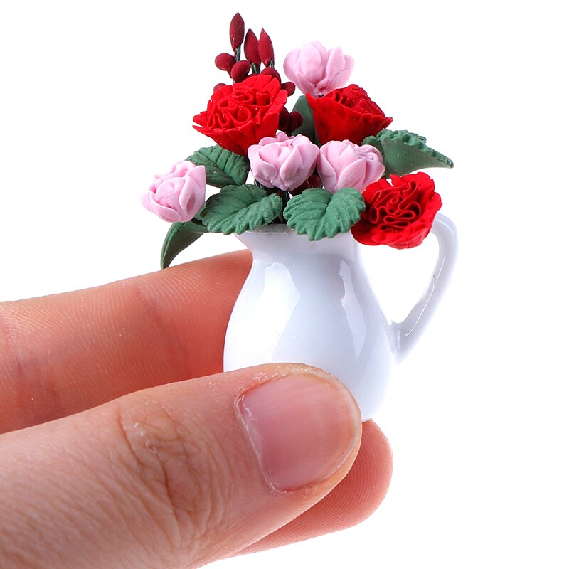 Mini Topfpflanze Blumen Topf Puppenhaus Decor 1:12 Puppenhaus Miniatur Blumen Fee Garten Ornament Für Puppenhaus Decals