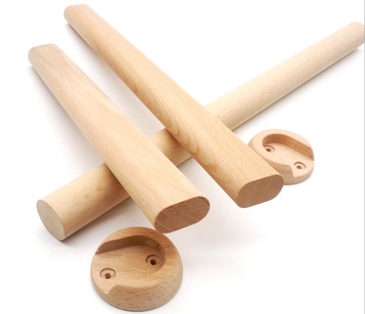 Barra de madera de haya para armario, armario colgante de madera maciza, barra transversal fija