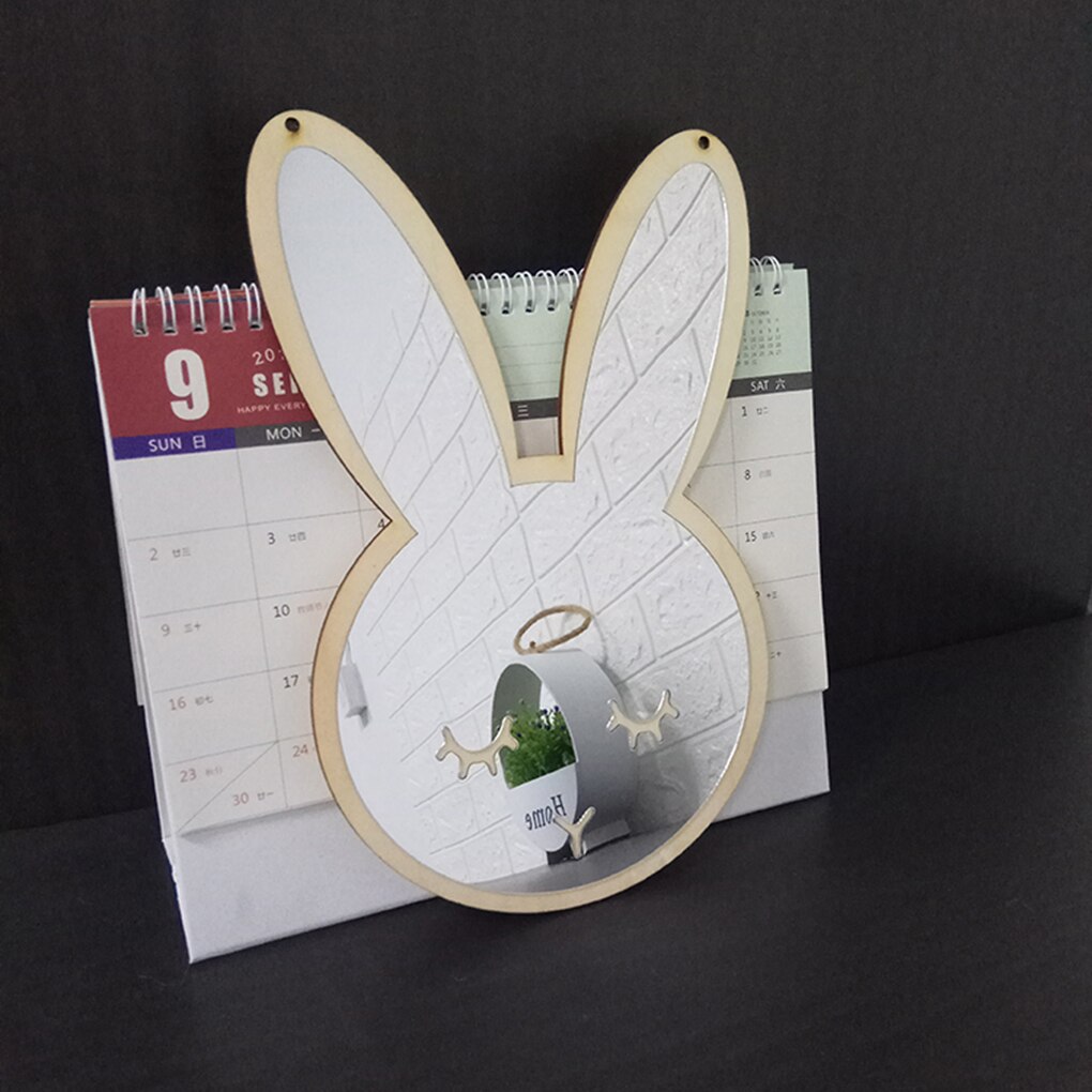 1PCS Children Cartoon Decorative Mirror Bathroom Baby Room Rabbit Star Wood Acrylic Mirror Frame Home Art Wall Decor