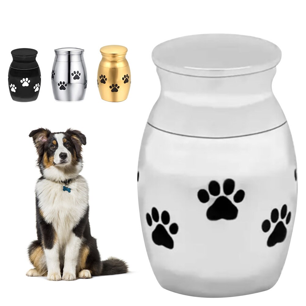 Huisdier Urn Poot Patroon Kleine Crematie Urn Voor Huisdier As Rvs Gedenkteken Urnen Voor Honden Katten As Houder Huisdier accessoires