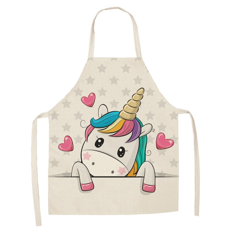 Unicorn Kitchen Apron Cartoon Parent-child Sleeveless Apron Cotton Linen Aprons for Adult Home Cleaning Tools Bibs