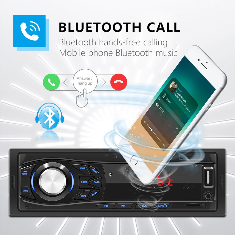Kebidu Bluetooth Autoradio Auto Stereo Radio FM Aux Eingang Empfänger SD USB 12V in-Bindestrich 1 Lärm Auto MP3 Multimedia Spieler