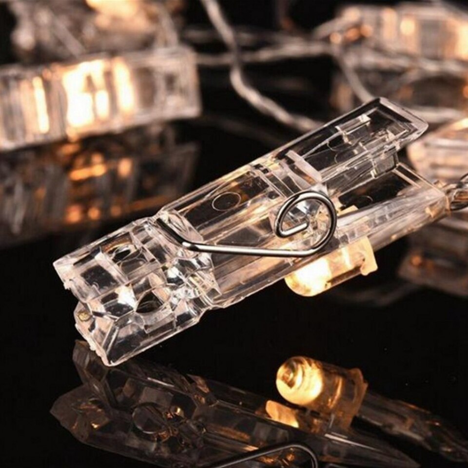 Garland Card Photo Clip Led String Light 1/2/4M Led Fairy Light Bedroom DIY Clothespin Shapes Battery Christmas Decorative Lamp