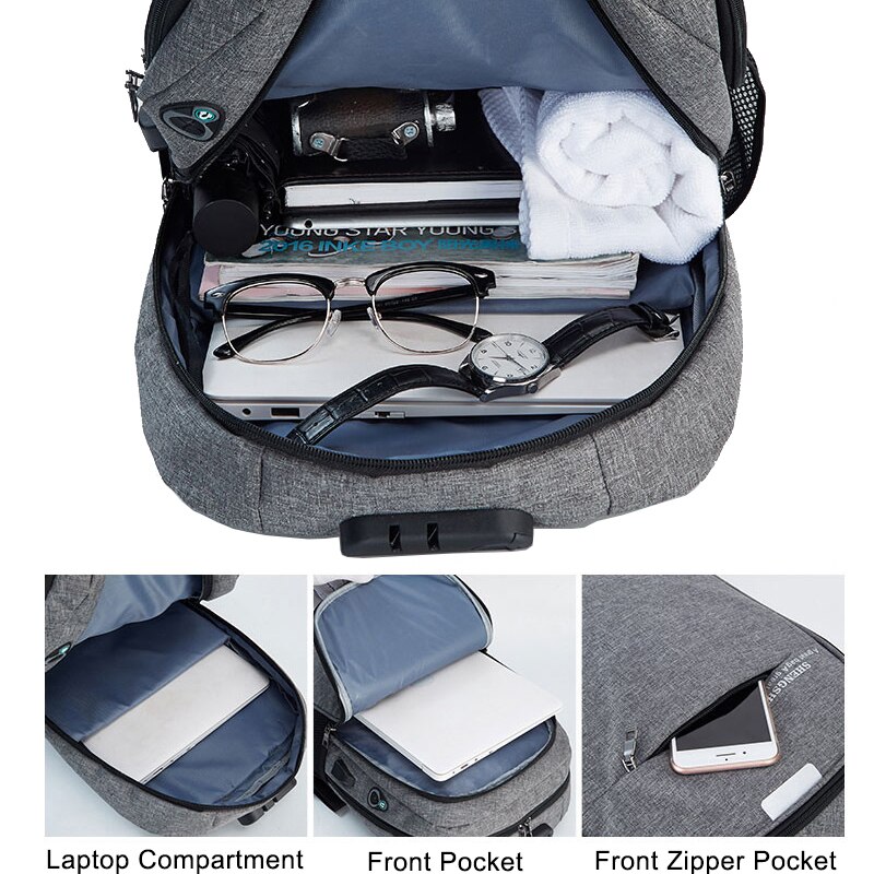 Anti-diefstal Mannen Rugzakken Schooltassen voor Tieners Jongens Grote Capaciteit 15.6 Inch Laptop Rugzak USB Opladen Travel Mannen tassen