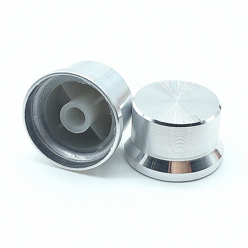 2 Stks/partij Zilver Aluminium Potentiometer/Encoder Knoppen Schakelaar Caps 30X18 Mm Plum As