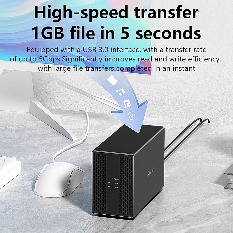 Blueendless Dual Bay RAID hard disk 3.5 USB 3.0 External Type C Dual Hard Drive Enclosure SATA Array box HDD Server Case hdd