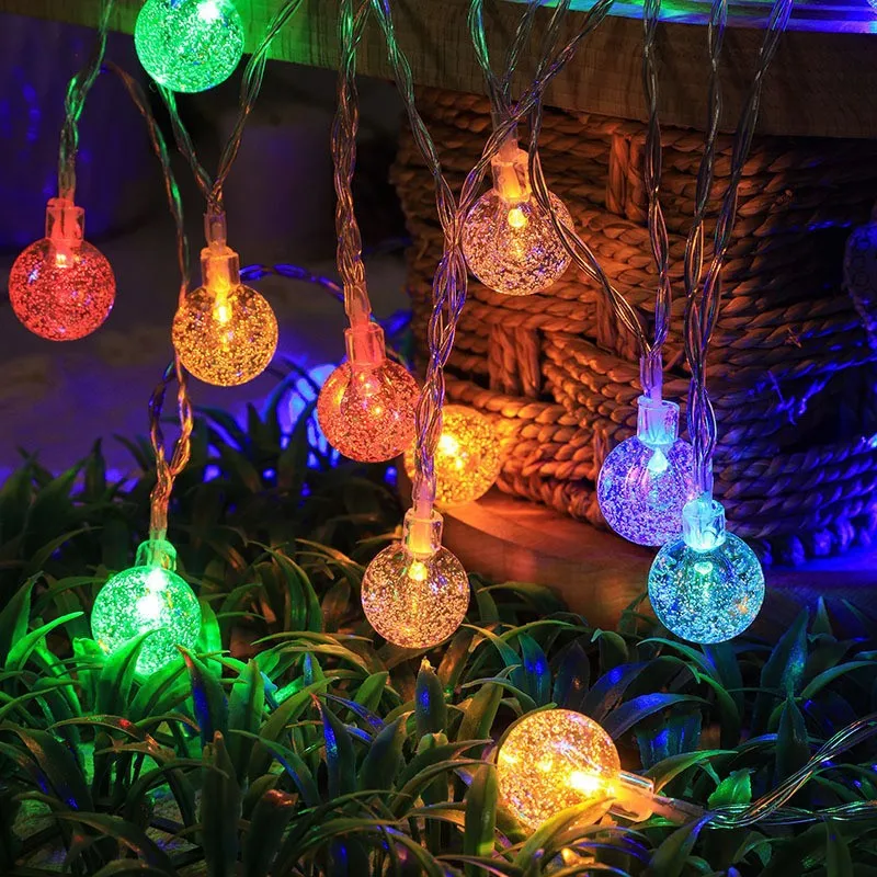 Guirnalda de luces con bolas de cristal de burbujas, guirnaldas de luces LED alimentadas por USB/batería para bodas, Navidad, fiestas y decoración del hogar