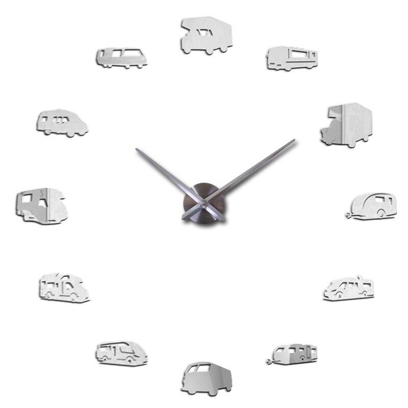 Køretøj ur vægure horloge 3d diy akryl spejl klistermærker boligindretning stue kvarts nål