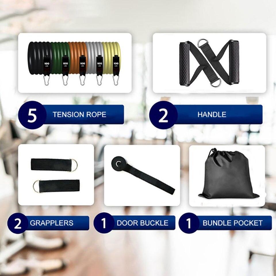 Gobygo 11 Stks/set 500LBS Weerstand Bands Crossfit Draagbare Gym Sport Bodybuilding Fitness Apparatuur Fitness Elastisch Touw Unisex
