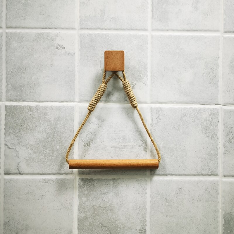 Badezimmer Dekor Hanf Seil Zauberstab-Wc Papier Halfter mit Holz Perlen retro Handtuch Gestell-Heimat Dekoration Wc Rolle stehen: D-Platz
