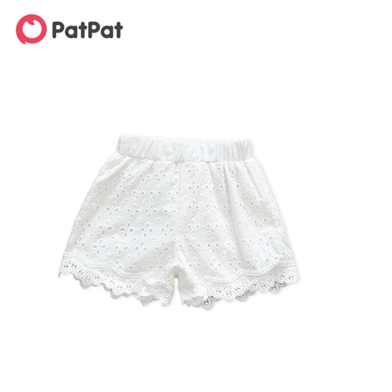 PatPat – short en dentelle blanche pour bébé fille, vêtement pour tout-petit