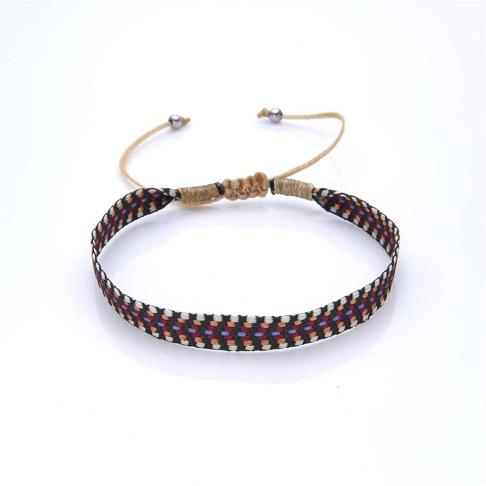 KKBEAD Colombia Armband Stof Armbanden Vrouwen Mannen Handgemaakte Gevlochten Polsband Vintage Pulseras Boho Sieraden: Roest Rood