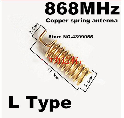 (50 sztuk) 868MHZ/915MHZ wbudowana miedziana sprężyna anteny 2DB-3DB L typ/prosto