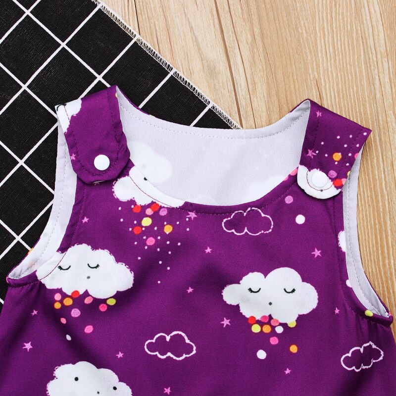 Autumn Children Sleeveless T-shirt Baby Cotton Rainbow Clouds Moon Pattern for Boy Girls Clothes Cartoon Tops