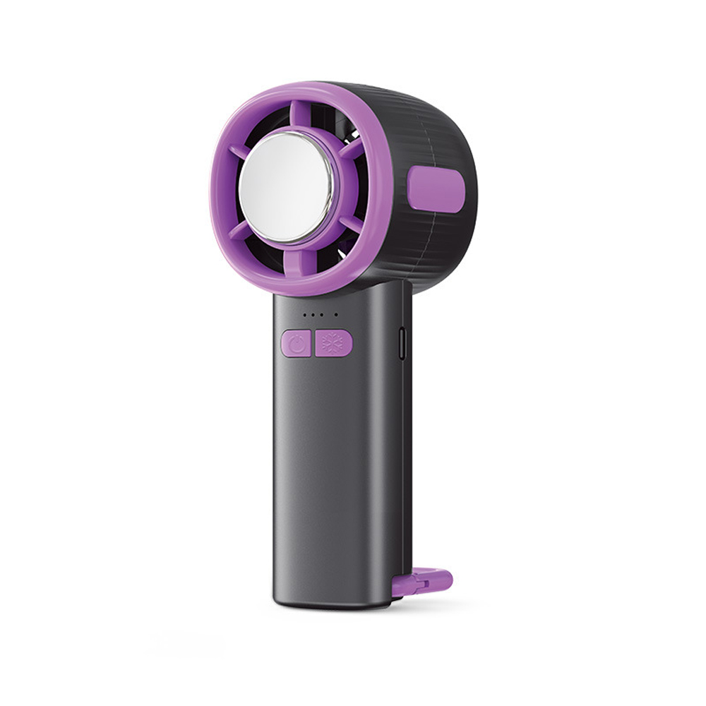 100-Gang-Hochgeschwindigkeits-Digitalanzeige, Eiskühlung, Halbleiterventilator, tragbarer USB-Handventilator, kleiner Ventilator: Lila