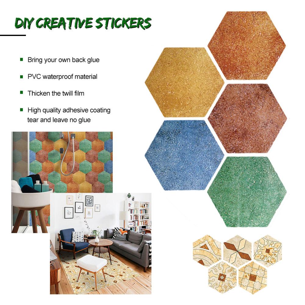 5PCS Hexagonal Non slip Floor Stickers Bathroom Hexagonal Floor Stickers Waterproof Wall Stickers PVC Decorative Stickers 40P