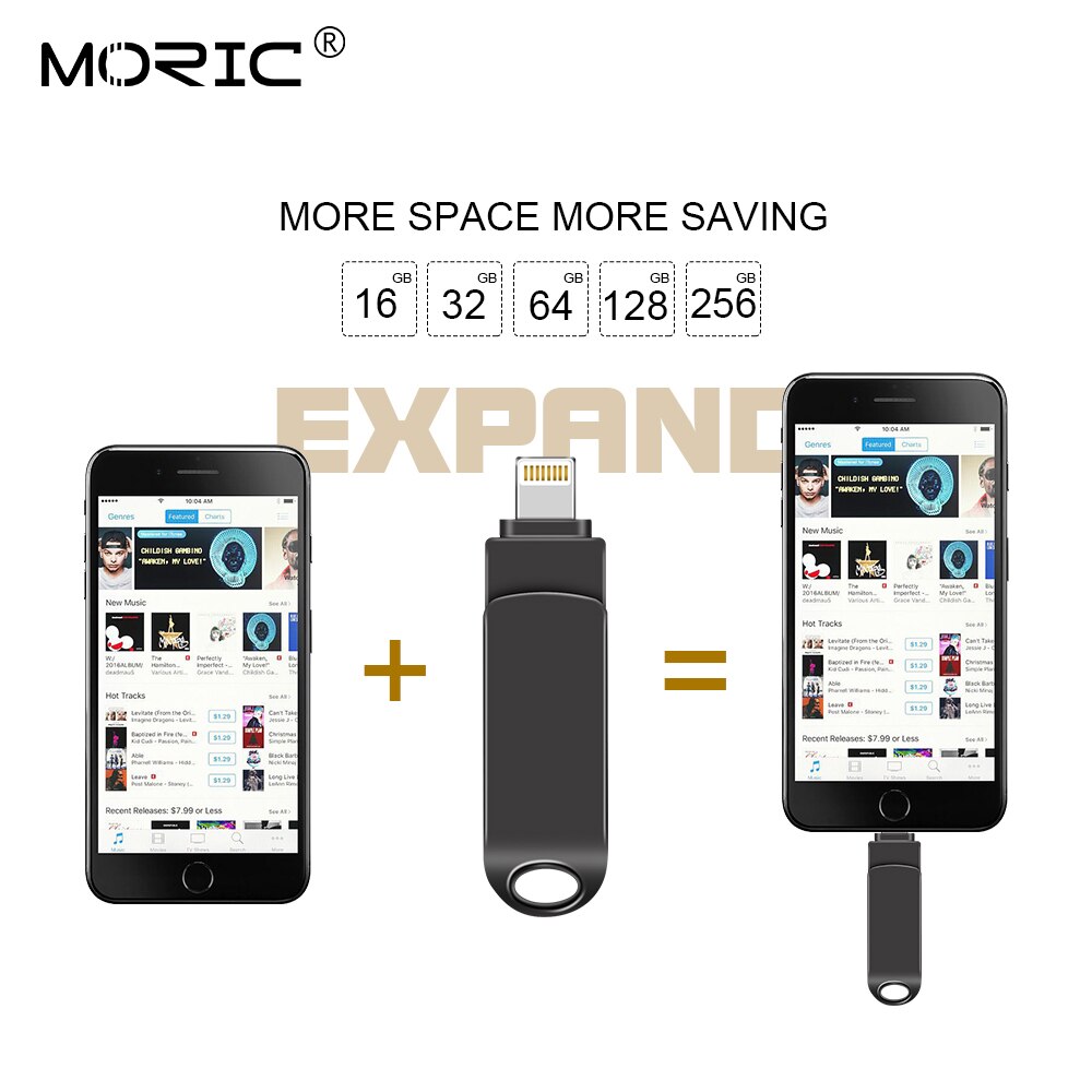 Metal USB Flash Drive 128GB OTG Pen Drive 32GB 64GB USB 2.0 Flash Disk for iphone/ipad/Lightning/ios/USB Memory Stick