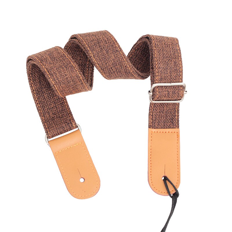 75-130cm Vintage Guitar Straps Linen Cotton ukulele strap Adjustable Leather Ends strap guitar Acoustic Electric Guitar Stripes: Brown