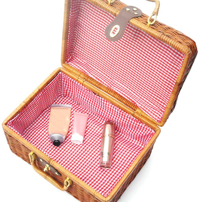 Rotan Outdoor Picknick Mand Opslag Koffer Land Stijl Wasmand Met Dubbel Handvat Voedsel Fruit Opslag Mand