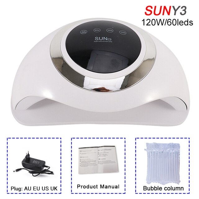 Lámpara UV Led de alta potencia de 120W para secador de uñas, barniz de Gel UV con 60 Led, lámpara para uñas, Gel para manicura y Arte para uñas: 120W-Y3-Silver