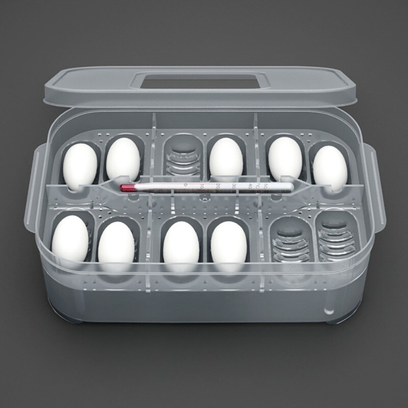Reptile Eggs Incubator Portable Reptile Incubation Box Brooder Hatching Container 14 Eggs Holes with Thermometer