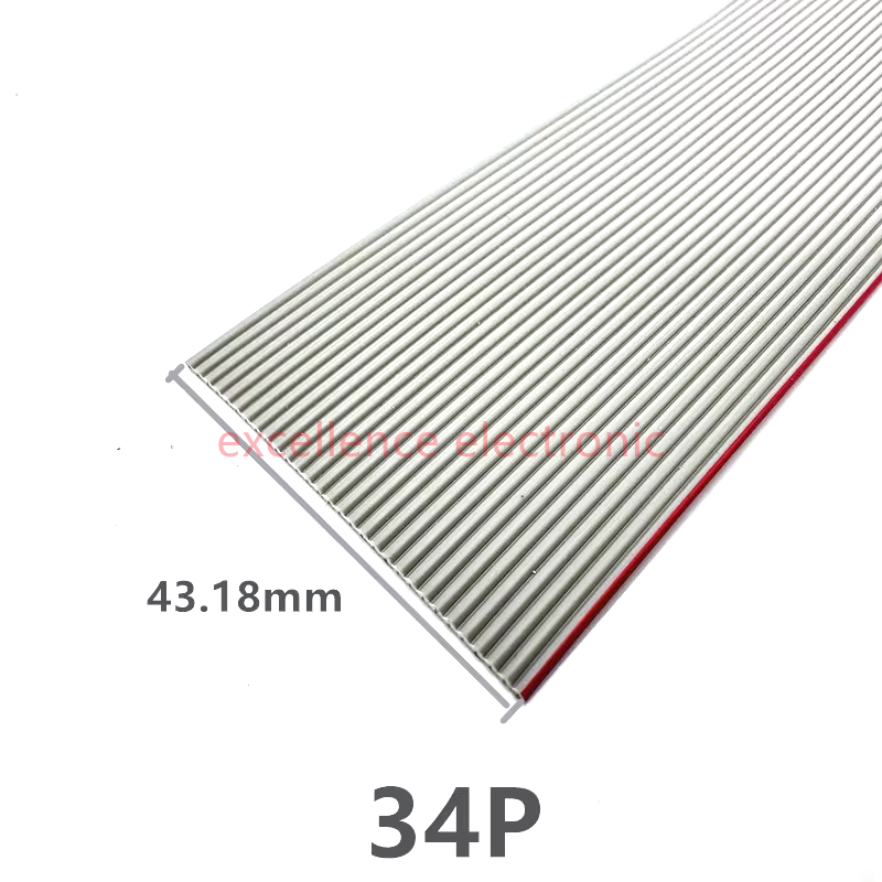 1/2/5/10Meter 6P/8/10/14/16/20/26/30/34/40/50/60 Pin 1.27Mm Pitch Grijze Platte Lintkabel 28 Awg draad Voor 2.54Mm Fc Idc Connector: Zilver / 10-19 Stks