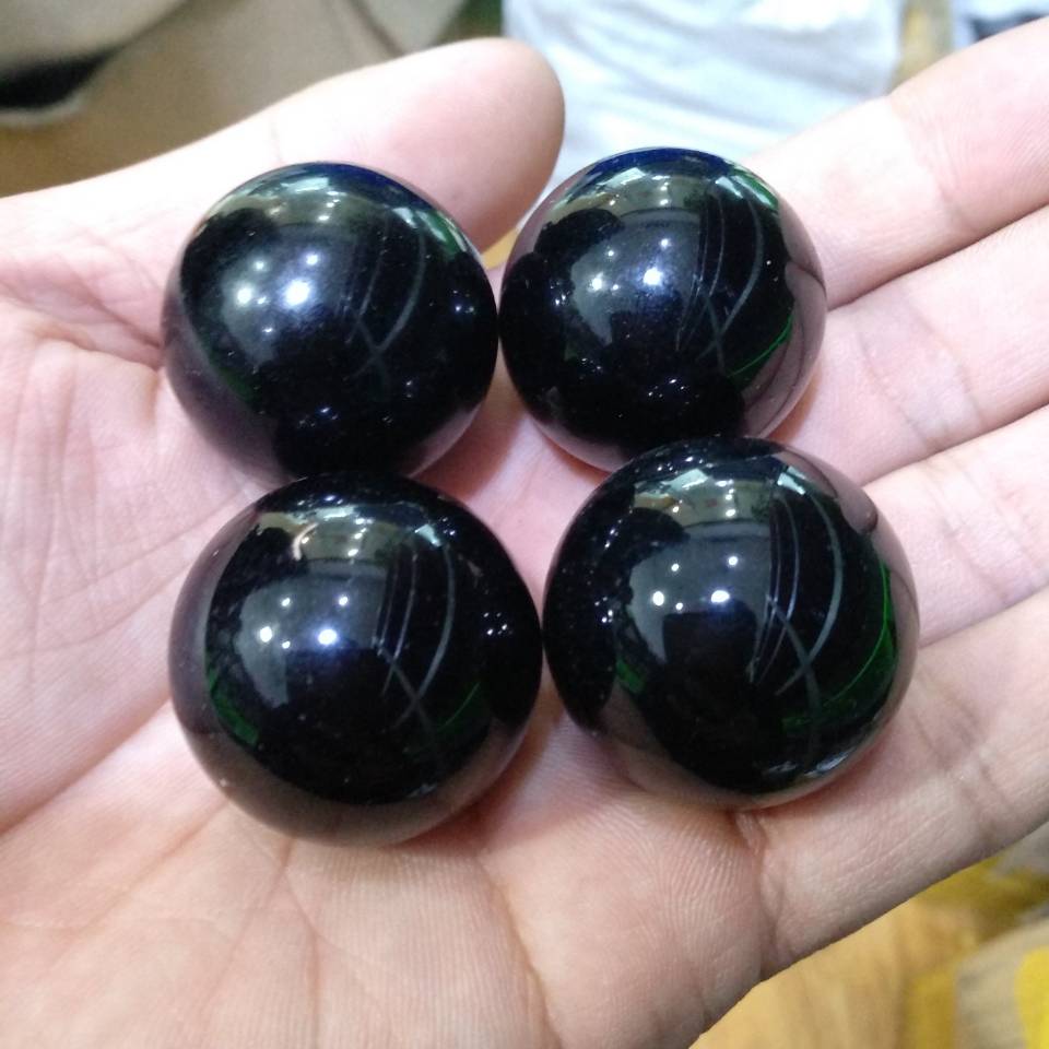 3cm Black OBSIDIAN Sphere - Natural Obsidian Crystal Ball 4pcs