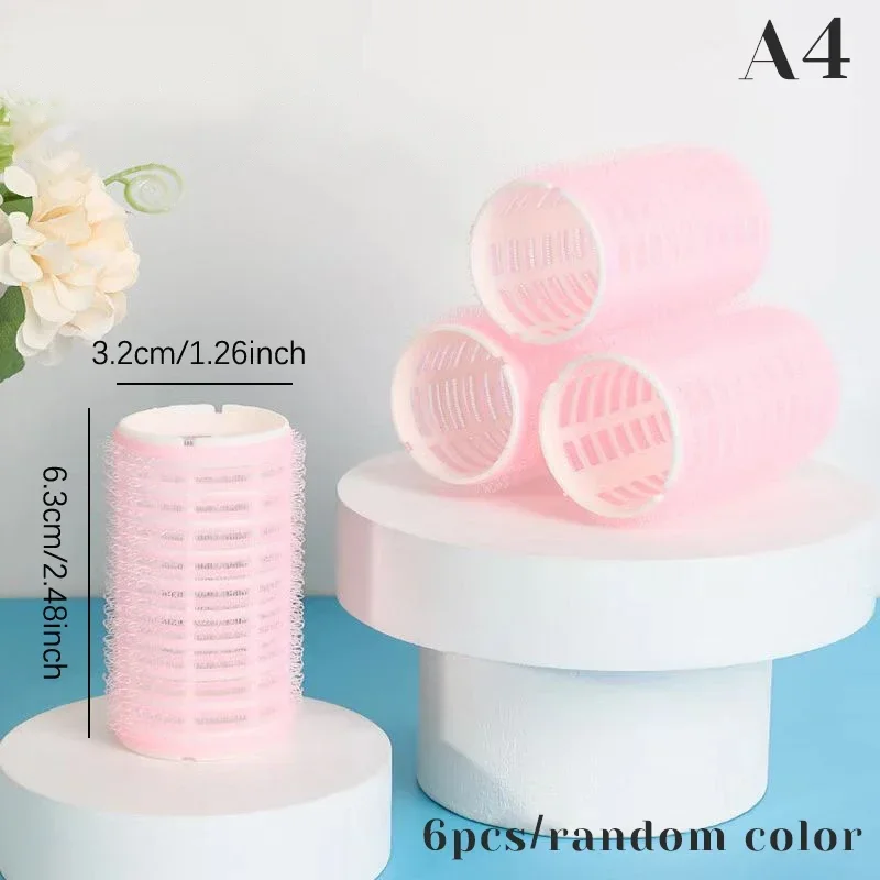 헤어롤 6pcs Hair Rollers Heatless Hair Curlers No Heat Hair Bangs Volume Self-adhesive Hook Curlers DIY Styling Tools & Accessories: GRAY