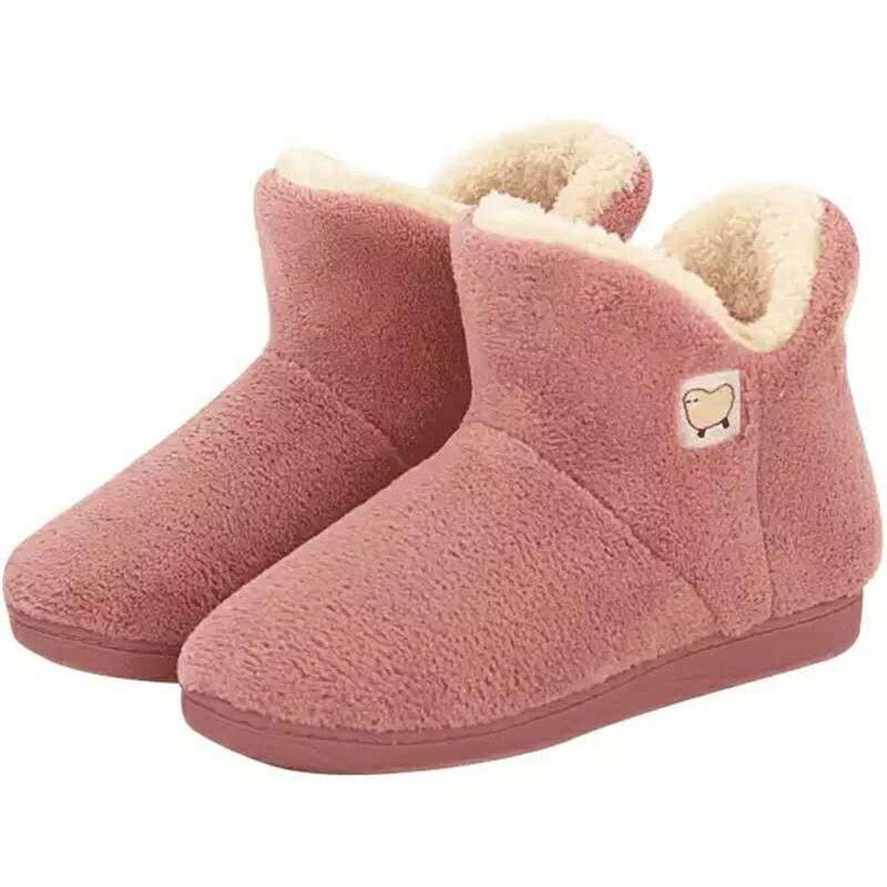 Bottines d'hiver pour femmes, chaussures plates en peluche pour garder au ,: red / 40-41