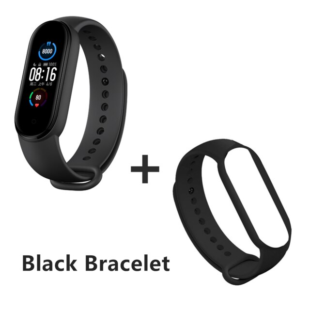 Xiaomi Mi Band 5 Wristband Stress Female Health Smart Blacelet Heart Rate Sleep Step Swim Sport Monitor APP Push Alarm: Black Bracelet