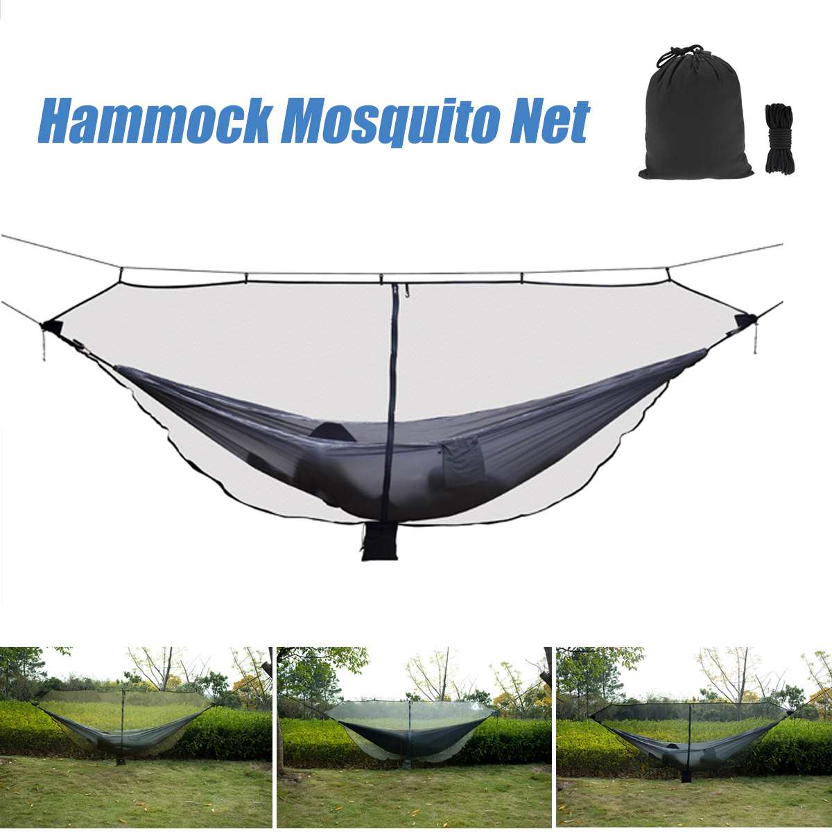 Outdoor Setup Reizen Draagbare Hangmat Klamboe Stof Nylon Camping Dubbele Persoon Opvouwbare Scheiden Mosquito Netto Bed
