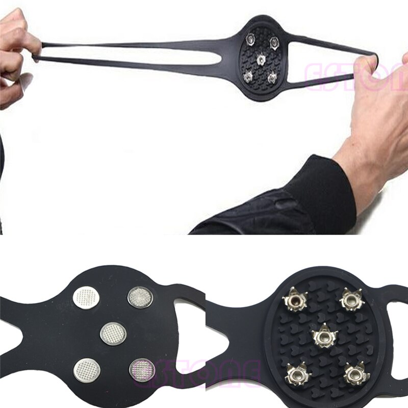 Merke 1 par piggsko antiskli isgriper med stegjern i aluminiumslegering klosser gummi isgriper
