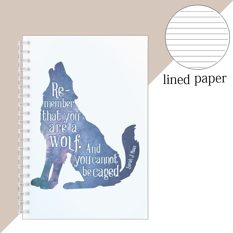 Sarah J. Maas A5 Notebook Spiral Binder Coil Note Diary Wolf Elk Rune Inspirational Motivational Quotes Carnet Travel Journal: 1
