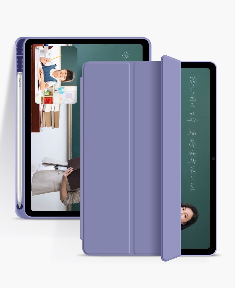 Hoesje voor tablet huawei matepad pro 10.8 5g pu lederen siliconen opvouwbare hoes voor huawei matepad pro 10.8 5g originele hoes: Paars