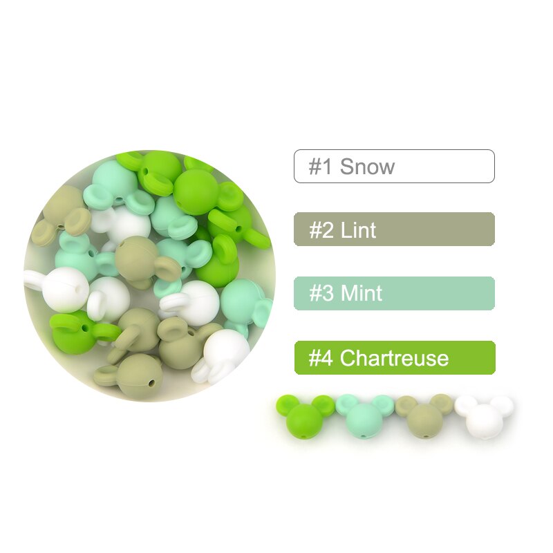 Anneau de Dentition en Silicone, Perles Souris, pour Bébé, Alimentaire, Coloré, Collier à Mâcher, Bracelet, Fabrication de Bijoux, 10 Pièces